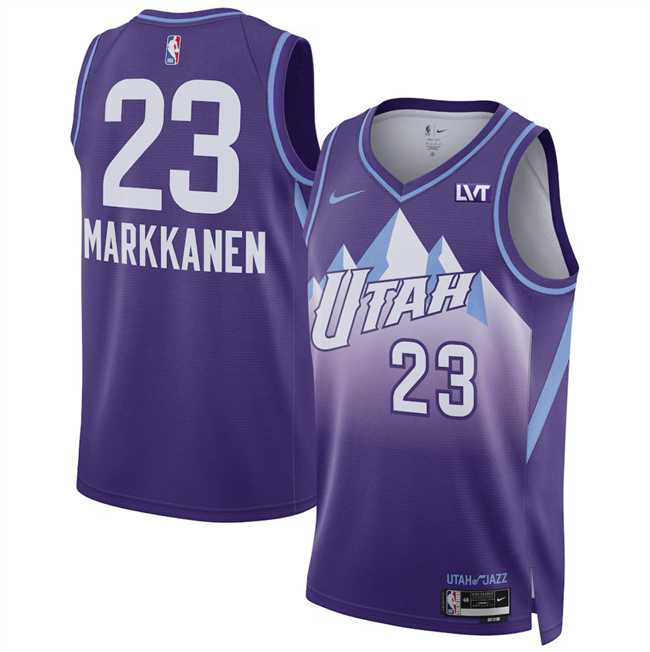Men%27s Utah Jazz #23 Lauri Markkanen Purple 2024-25 City Edition Stitched Jersey Dzhi